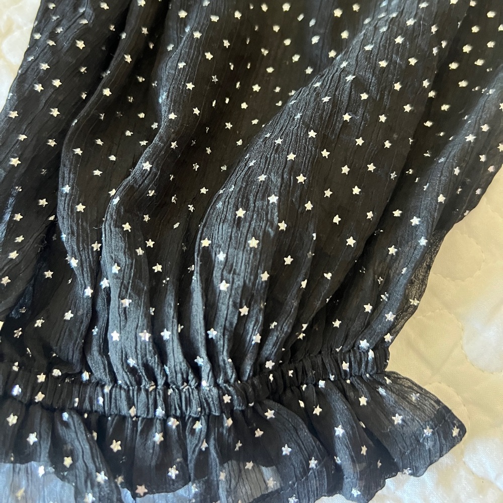 Black  empire waist dress with tiny sliver stars size 1x - Picture 3 of 11